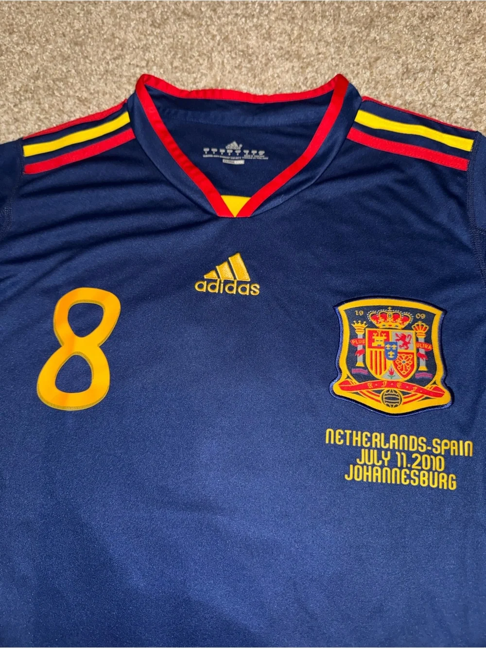 Adidas Spain 2010 Xavi Hernandez #8 Men’s Retro Away Soccer Jersey